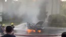 BYD Han EV catches fire on a road in Shenzhen, China