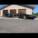 Black C4 Chevrolet Corvette has Gooseneck Hitch for towing C4 drift car around the nation