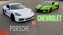 C8 Chevy Corvette vs. Porsche Cayman S in Autocross and Bracket Drag Racing