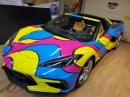 C8 Corvette with psychedelic wrap owned by Rick Dyer