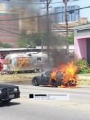 Porsche 911 on fire in Texas