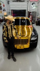 Rolls-Royce gold chrome Versace wrap by MetroWrapz
