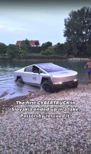 Tesla Cybertruck got stuck in a lake