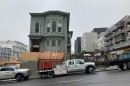 Victorian house in San Francisco slowly rolls to its new location