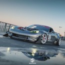 Time Attack C6 Chevy Corvette ZR1 exposed engine bay rendering by hugosilvadesigns