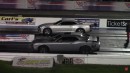 D and B Automotive Dodge Challenger SRT Hellcat drags Turbo Mustang and Camaro, CTS-V on DRACS
