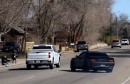 Dodge Challenger Hellcat crashes into a Chevrolet Silverado
