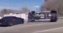 Dodge Challenger Hellcat crashes into a Chevrolet Silverado