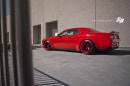 Challenger Hellcat With Liberty Walk Kit and PUR Wheels Is the Red Hulk