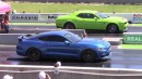 Dodge Challenger SRT Hellcat Redeye drag races Roush Mustang GT, Challenger and Charger Hellcat on DRACS