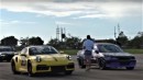 Porsche 911 vs Mitsubishi Mirage drag race