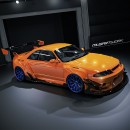 Classic Widebody Orange or Blue Nissan Skyline GT-Rs renderings by musartwork
