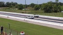 Cloned old school 1970 Plymouth Superbird twins drag race each other on Shift