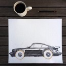 Coffee ring drawing by Carter Asmann - Porsche