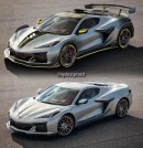Color-Changing 2023 Chevrolet Corvette Z06 rendered on forums, widebody kit by spdesignsest on Instagram