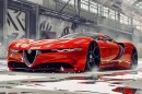 Alfa Romeo sports car rendering by petrolhead.ai