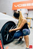 Cool Chick Services Brakes on Her Evo VIII with Vossen Wheels