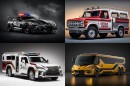 Police, school, fire cars renderings by automotive.ai