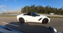 Corvette C7 Z06 with a cold air intake races a stock Z06
