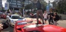 Ferrari F40 Driver Stands On His Car