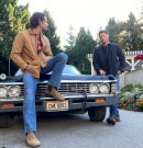 Jensen Ackles, Jared Padalecki and Baby on Supernatural Set