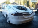 Tesla Model S crushed by a tree in a landslide accident in Norway