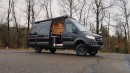 Custom 4x4 Sprinter Camper Van Maximizes Living Space by Integrating a Hidden Bathroom