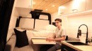 Custom 4x4 Sprinter Camper Van Maximizes Living Space by Integrating a Hidden Bathroom
