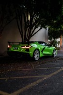 Custom C8 Corvette with Forgiato wheels, green wrap