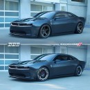 Custom Dodge Charger Daytona SRT Concept Widebody tuning rendering by nab.visualdesign