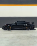 Porsche 911 Turbo S on gloss black carbon fiber CF-D017 by AL13 Wheels