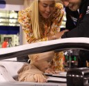 Kevin Magnussen and Daughter Laura in His Racing Car