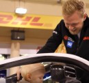 Kevin Magnussen and Daughter Laura in His Racing Car
