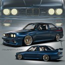 Deep Blue With Copper Accents E30 BMW M3 custom rendering musartwork