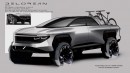 DeLorean Alpha4, the fuel cell SUV that was a pickup truck in its sketches