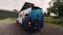 Deluxe Sprinter Camper Van Breaks the Norm With a Staircase Leading to a Cozy Pop-Top Roof