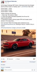 2018 Dodge Challenger SRT Demon 1,023 HP Power Mode 3 purported leak