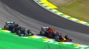 Screenshot of Turn 4 incident between Max Verstappen and Lewis Hamilton