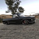 Slammed Chevy C10 murdered-out rendering by personalizatuauto