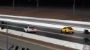 Ford Mustangs vs Hellcats drag race on Wheels