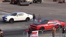 Dodge Challenger SRT drag races on Wheels