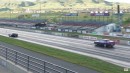 Corvette versus Mopar drag races on Wheels