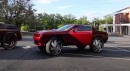 Dodge Challenger Hellcat donk on 34-inch wheels