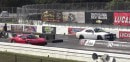 Dodge Challenger Hellcat vs. Ferrari 458 Drag Race