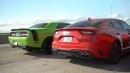 Dodge Charger, Challenger 392 and Kia Stinger GT Have a Muscle Car Drag Race