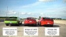 Dodge Charger, Challenger 392 and Kia Stinger GT Have a Muscle Car Drag Race