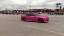 Dodge Charger fails burnout at car meet