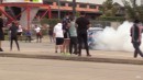 Dodge Charger fails burnout at car meet