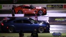 Dodge Charger SRT Hellcat drag races Camaro SS, Corvette on DRACS