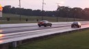 Dodge Demon Crashes while Drag Racing Classic Camaro